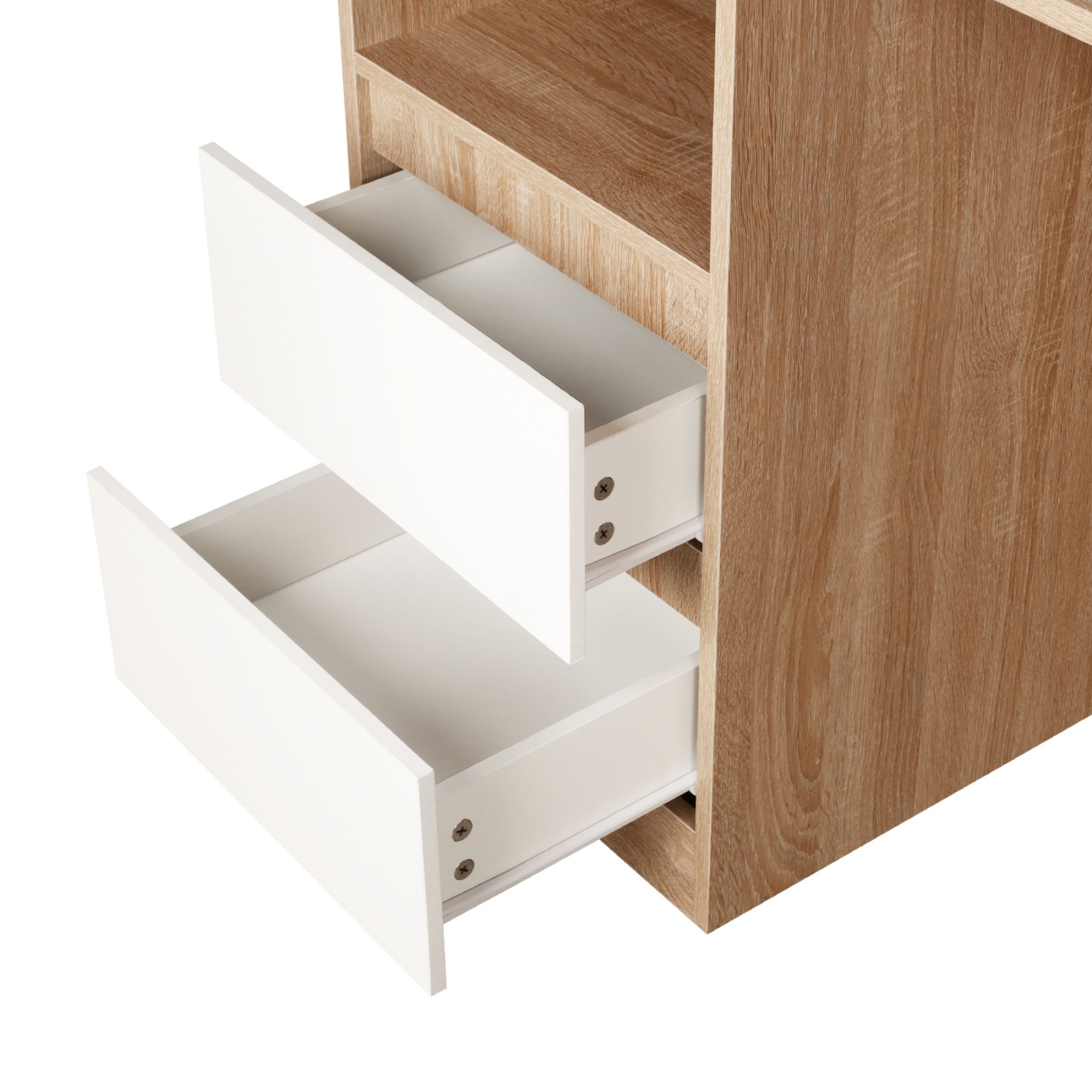 2 Drawer Cabinet Executive Computer Desk Home Office Study Table Writing Workstation Natural/Black/White