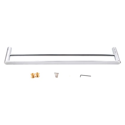 600mm Round Stainless Steel Double Towel Rail Bathroom Wall Mounted 2 Bar Clothes Towel Hanger Holder Chrome/Matte Black/Black Rose Gold