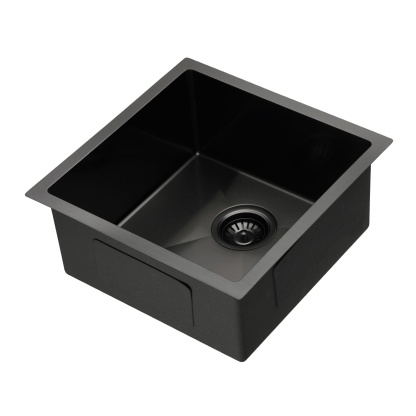 440x440mm Single Stainless Steel Kitchen Sink Smart Hand Free Drainage Top/Flush/Under Mount Satin Brush/Nano Black/Yellow Gold