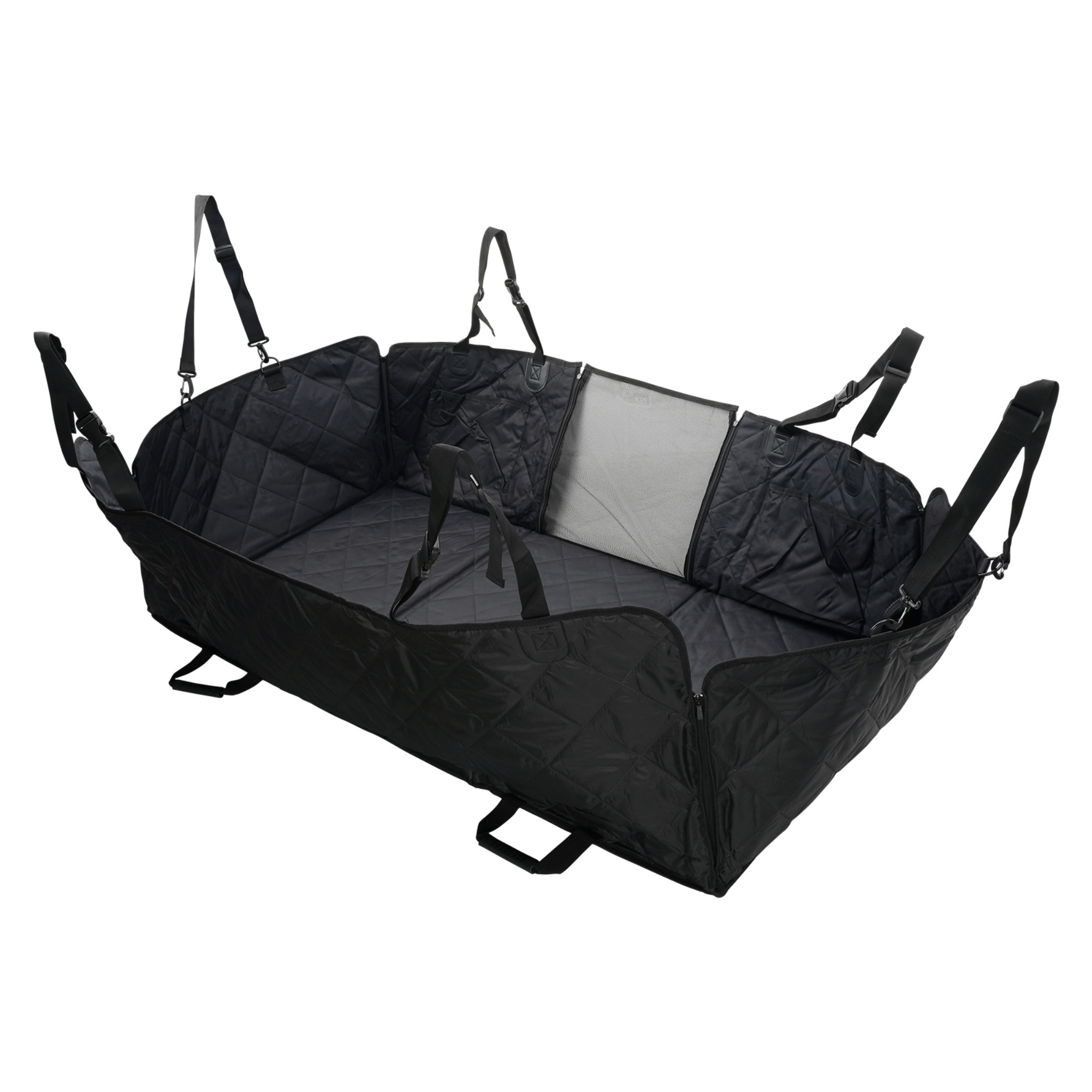 Large Water Proof Hard Bottom Pet Car Back Seat Cover Extendable Dog Cat Protector Mat Black/Grey