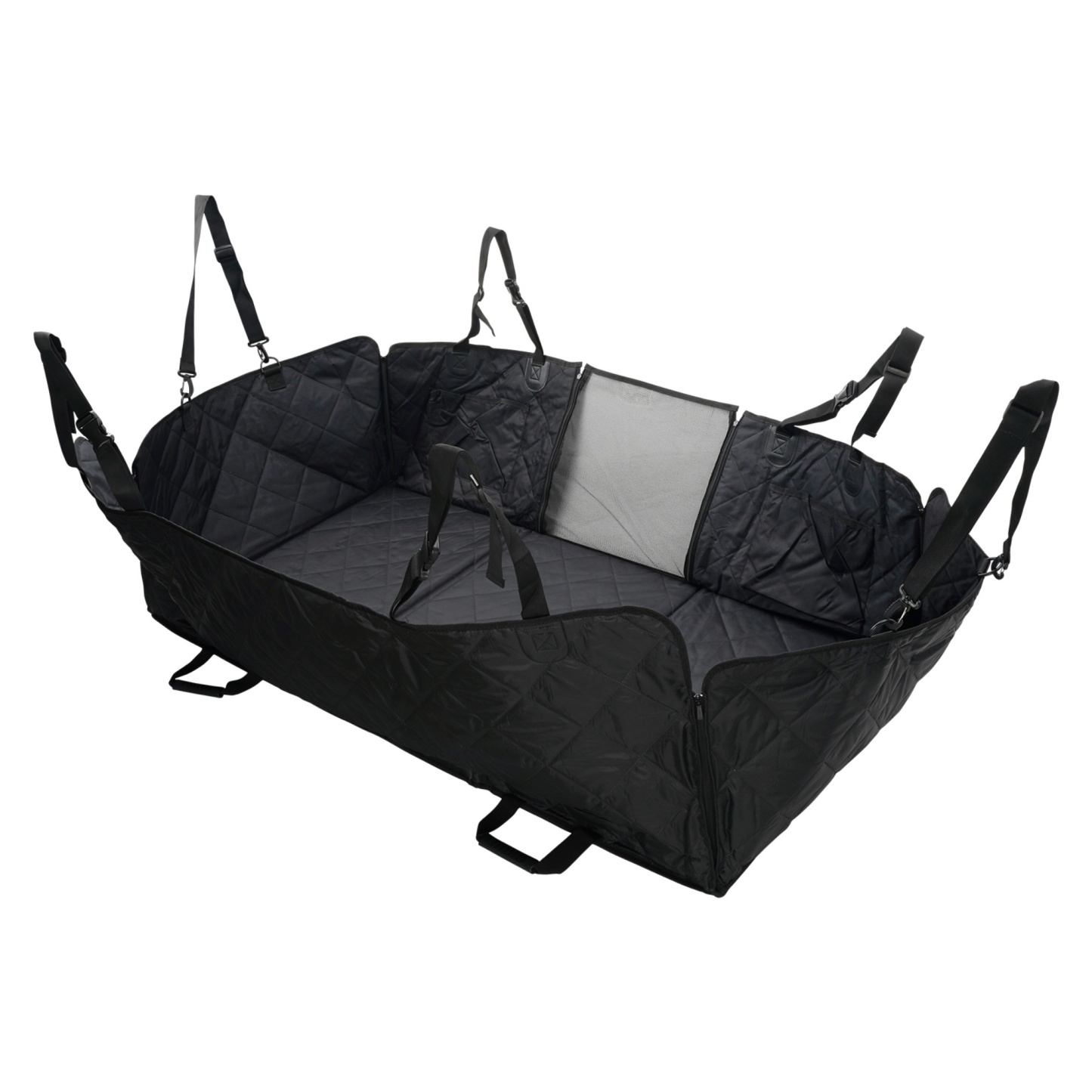 Large Water Proof Hard Bottom Pet Car Back Seat Cover Extendable Dog Cat Protector Mat Black/Grey