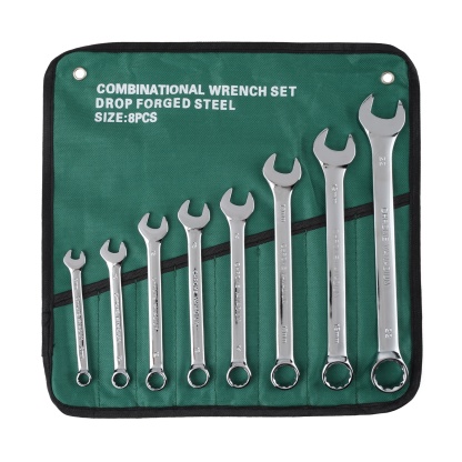 8PCs Ratchet Gear Spanner Set Combination Ring Open End Wrench Hand Tool Kit 