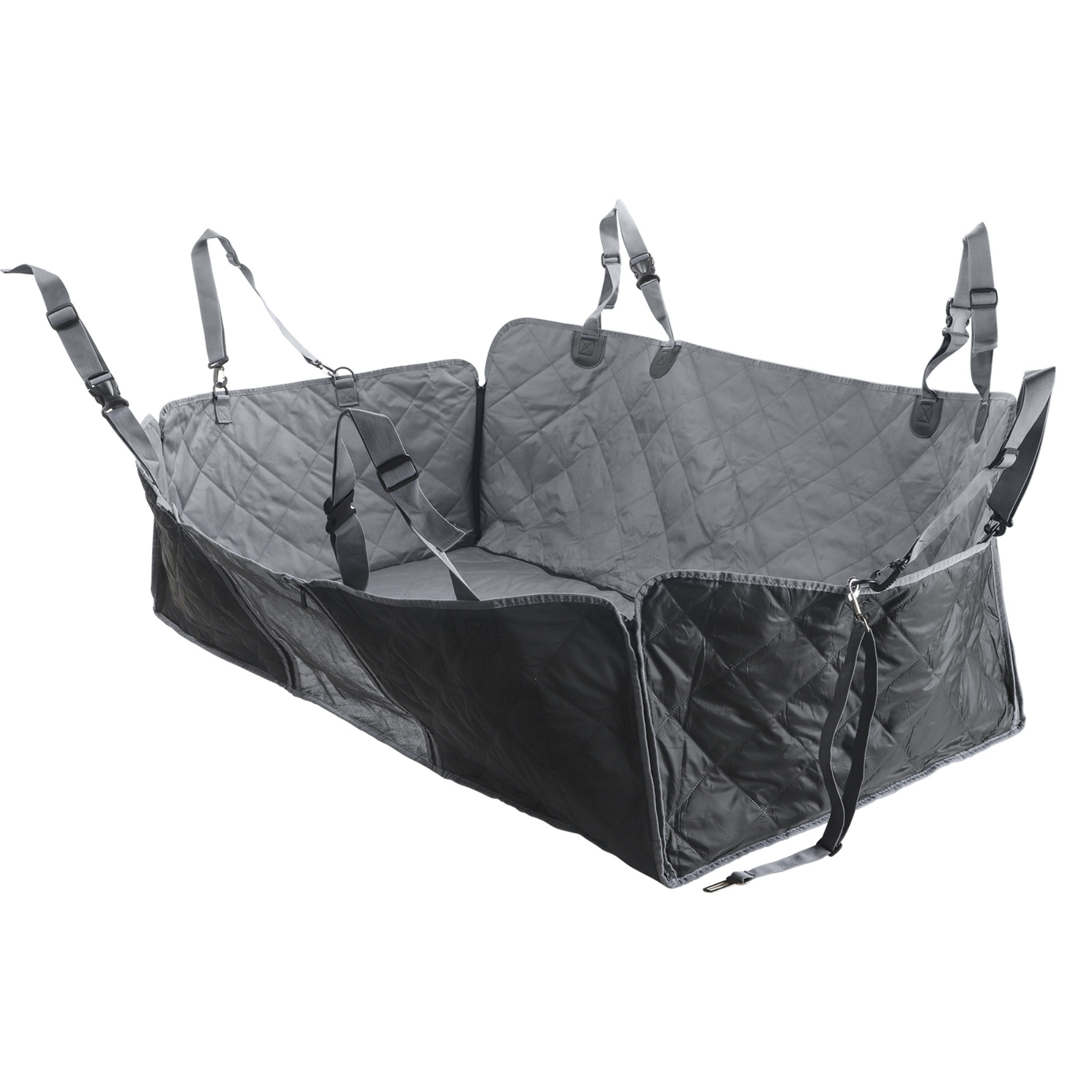 Large Water Proof Hard Bottom Pet Car Back Seat Cover Extendable Dog Cat Protector Mat Black/Grey