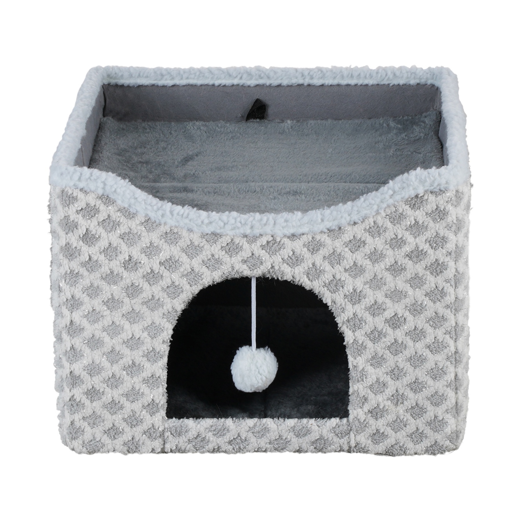 Foldable Indoor Pet Bed Cat Cave Felt Bed Scratch Pad Kitten Cat Hideaway House Grey/Blue