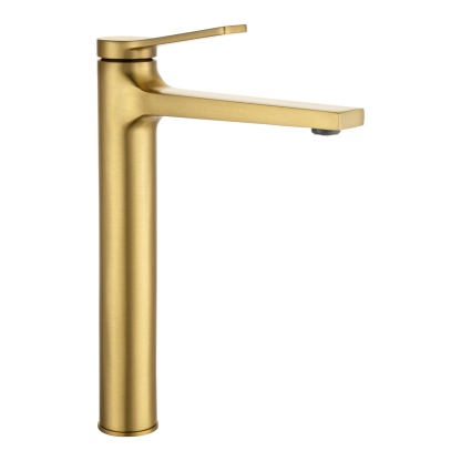 Round Brass Bathroom Basin Tall Mixer Tap Laundry Sink Vanity Flick Counter Top Faucet Chrome/Black/Brushed Gold