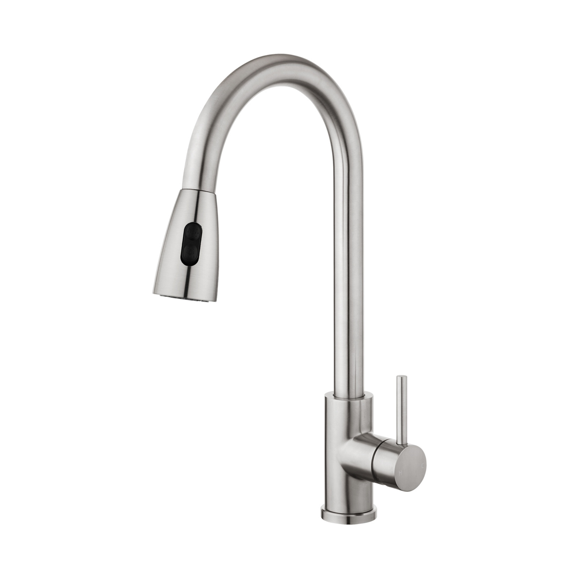 Stainless Steel 2 Function Gooseneck Pull-Out Kitchen Sink Mixer Tap 360° Swivel Laundry Basin Spout Faucet Brushed/Black