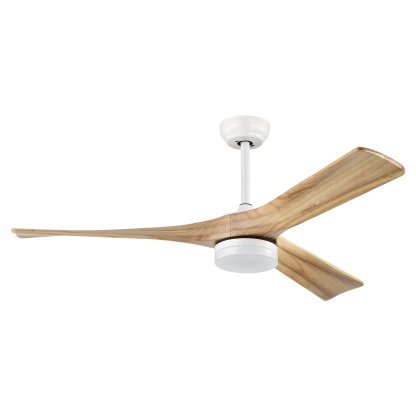 3 Timber Wooden Blades Ceiling Fan Indoor/Outdoor 6 Speed Reversible LED Light Remote Control Matt White & Natural/Matt Black & Mahogany
