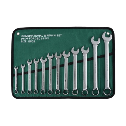 12PCs Ratchet Gear Spanner Repairs Set Combination Ring Open End Wrench Hand Tool Kit