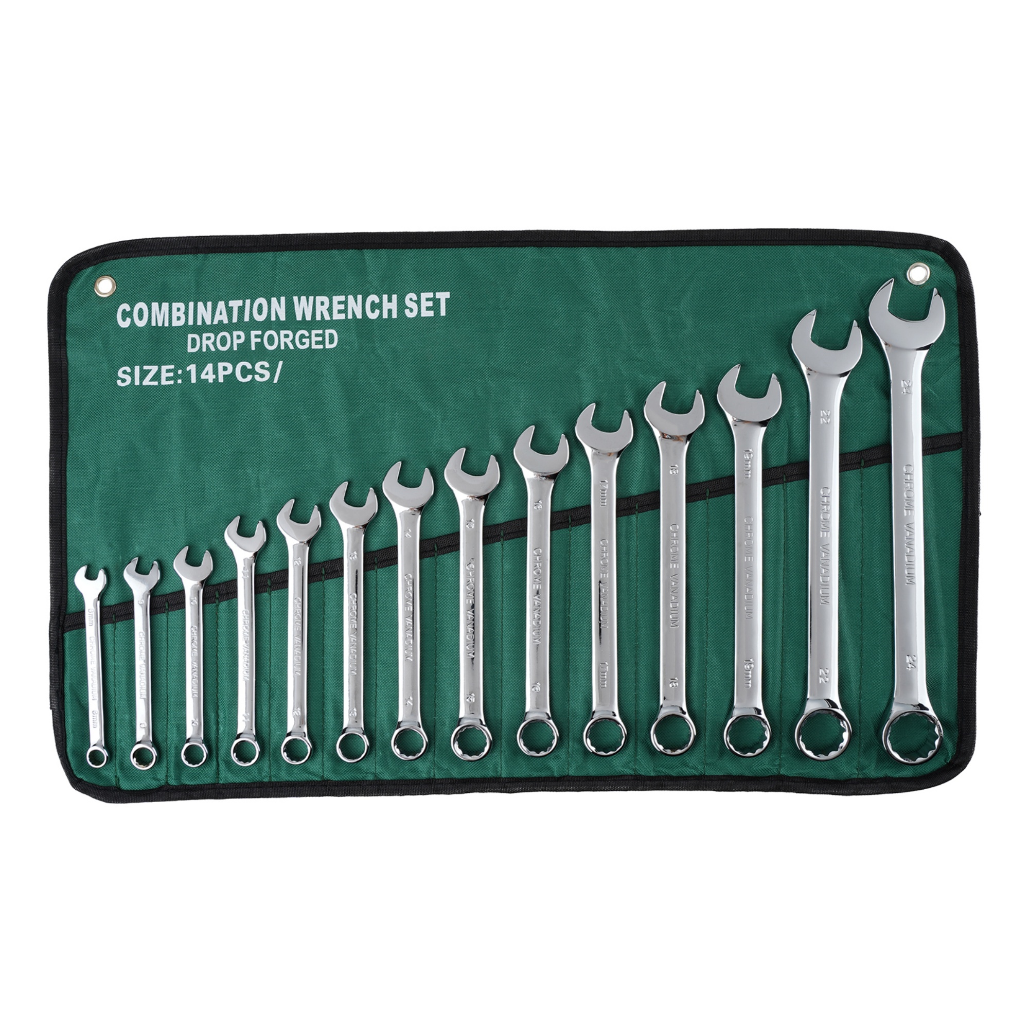 14PCs Dual Purpose Spanner Set Combination Ring Open End Wrench Hand Tool Kit
