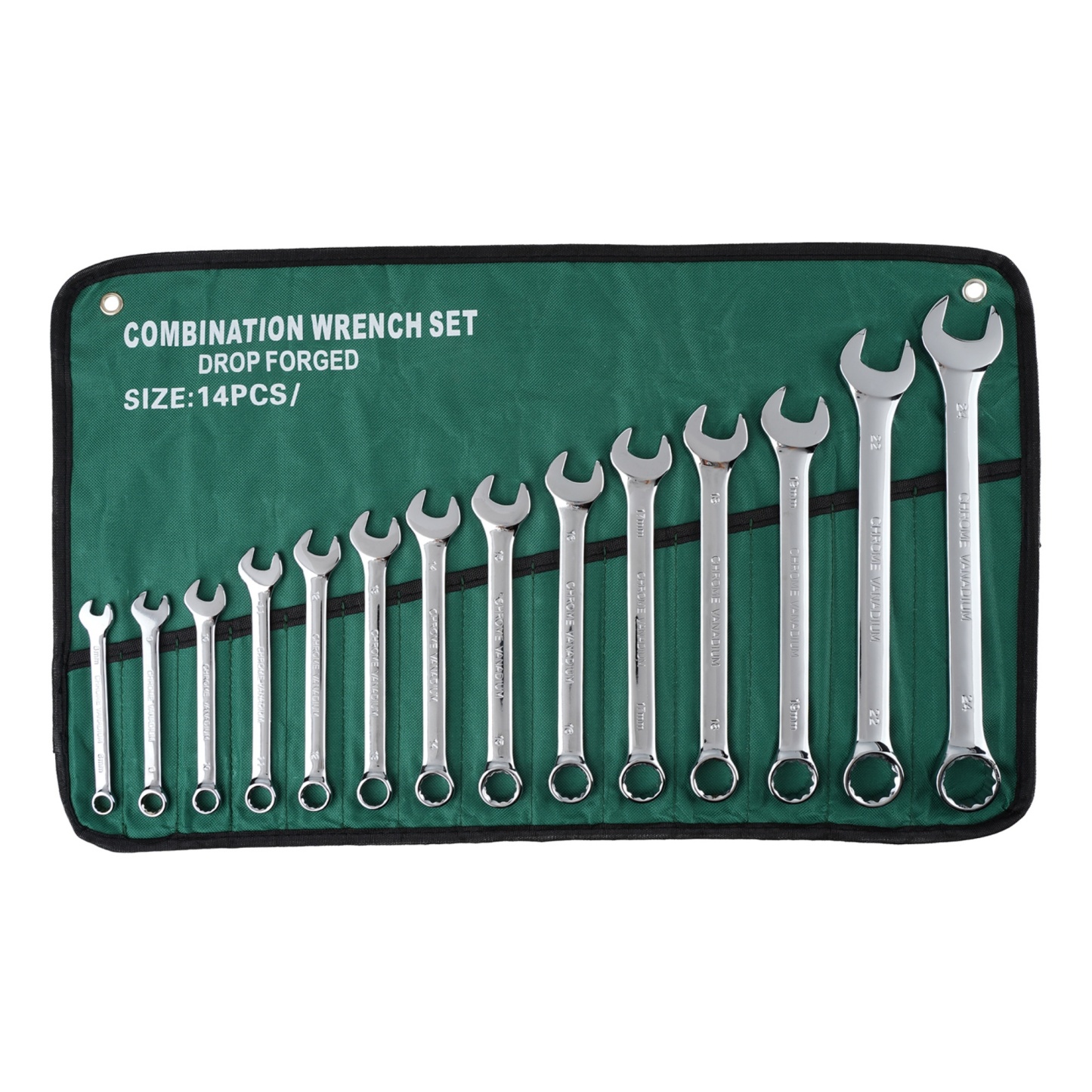 14PCs Dual Purpose Spanner Set Combination Ring Open End Wrench Hand Tool Kit