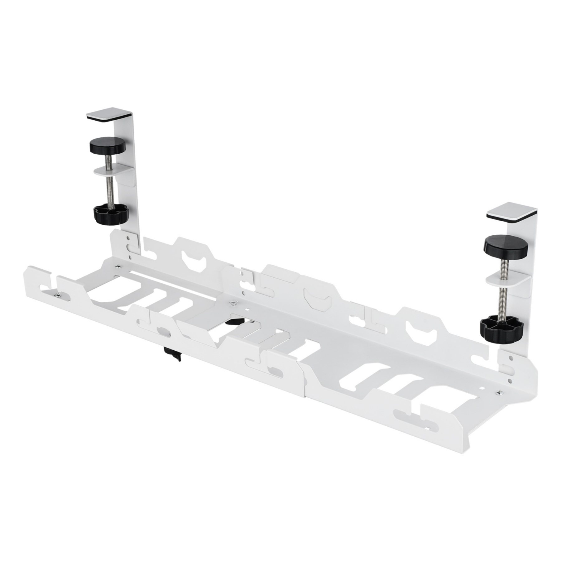 Extendable 45-72cm Under Desk Cable Management Tray Single Layer Cord Wire Power Holder Organizer White/Black