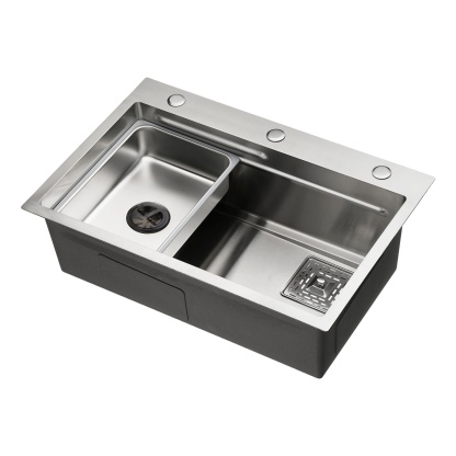 Stainless Steel Single Bowl Counter Top Control Kitchen Sink Smart Drainage Detachable Colander Satin Brush/Dark Grey/Yellow Gold