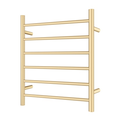 Round Aluminum Electric Heated Towel Rail Rack 6 Bars Bathroom Wall Mounted Warmer Towel Dryer Holder Hanger Silver/Black/Brushed Yellow Gold