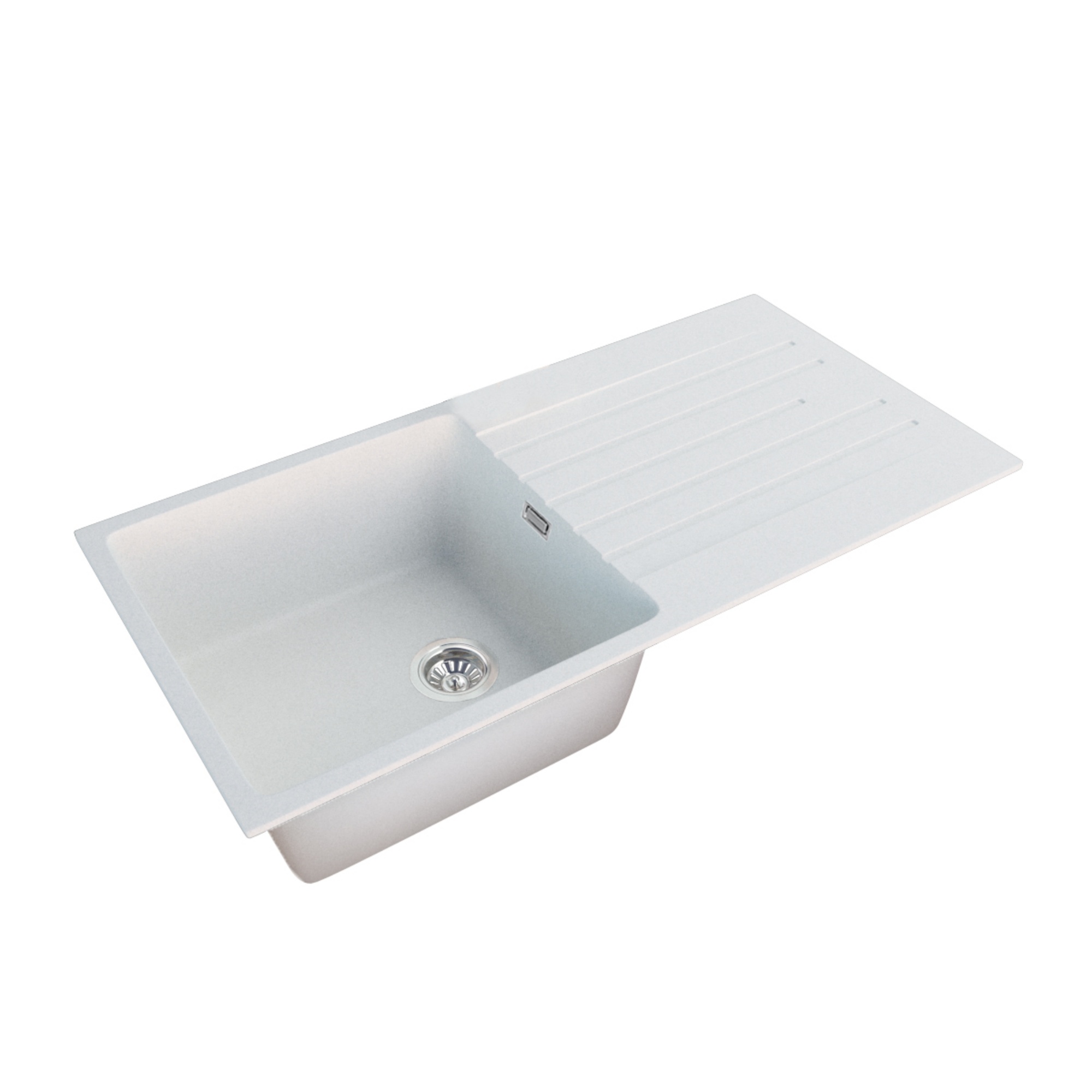 1000mm Granite Stone Single Bowl Kitchen Basin Sink Drainer Board Under/Top Mount Metallic Black/Metallic White