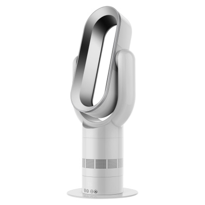 Electric Bladeless Fan Heat Cool Floor Fan Timer Remote Touch Control Silver/Blue