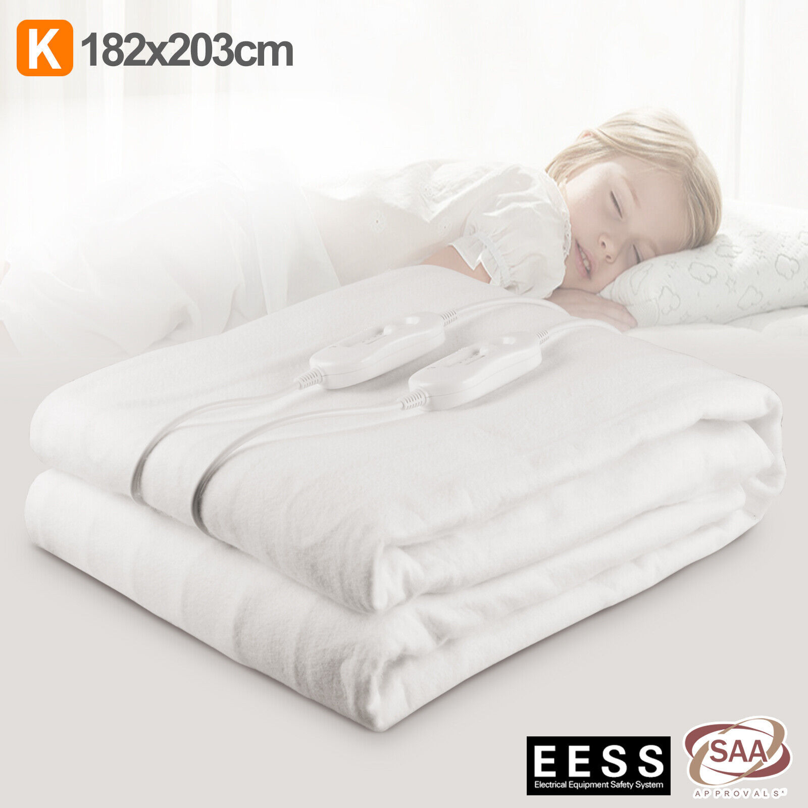 BEIJIREN Heated Electric Blanket Fully Fitted Pad Coral Fleece Rug K Size Washable Rug