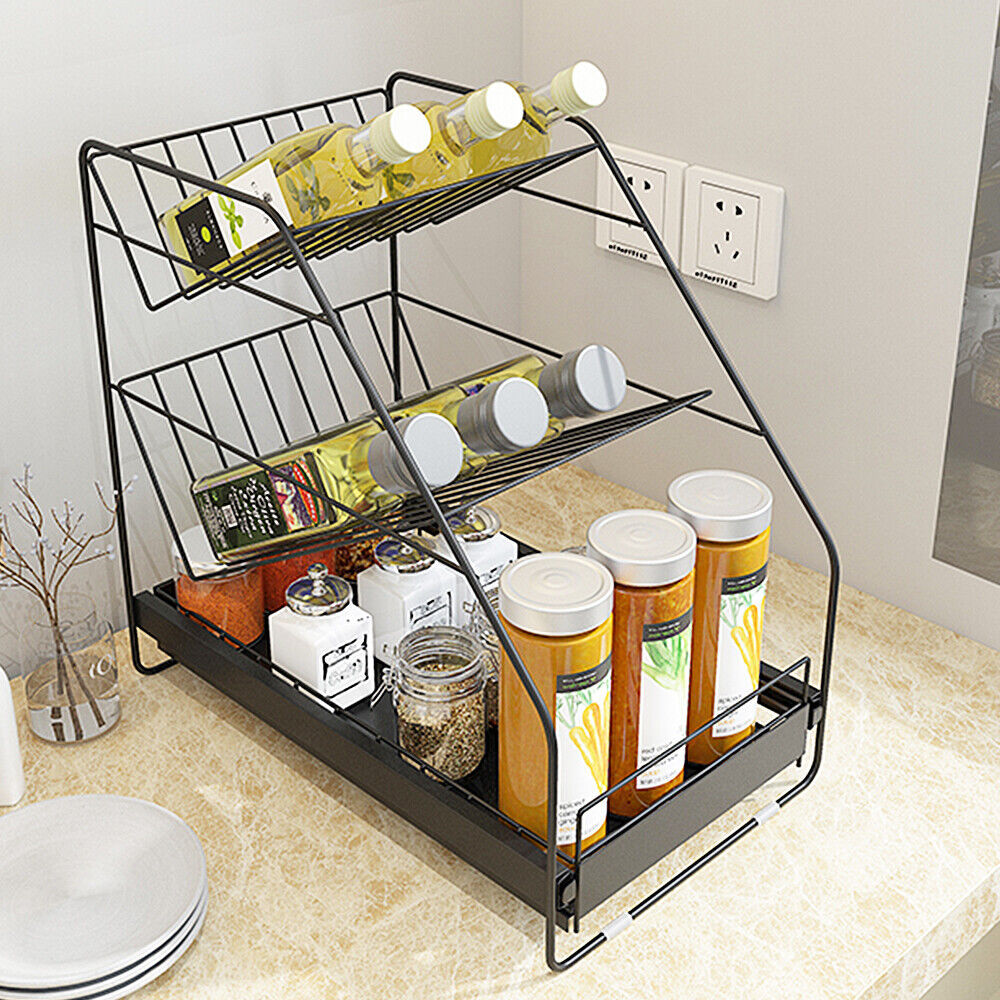 Kitchen/Bath Storage Organizer Spice Rack Cabinet Slide Out Drawer Sink Shelf Dish Basket