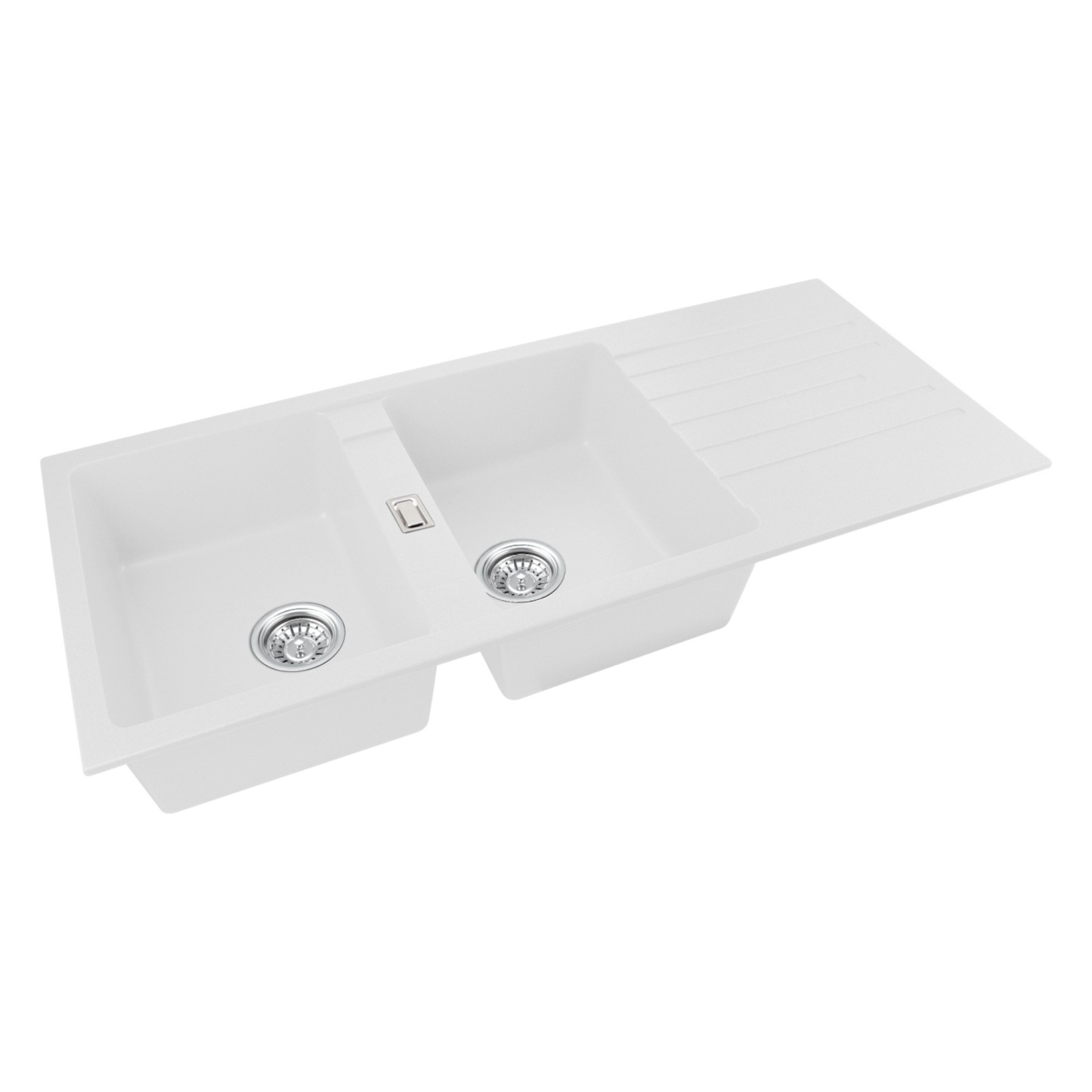 1160mm Granite Quartz Stone Kitchen Sink Double Bowls Drainboard Drainer Under/Top-Mount Black/White