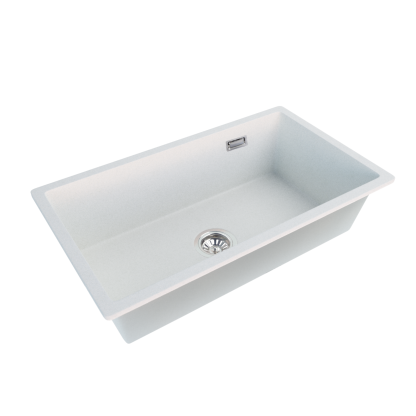 Granite Quartz Stone Single Bowl Kitchen Sink Top/Flush/Under Mount Laundry Basin White/Black