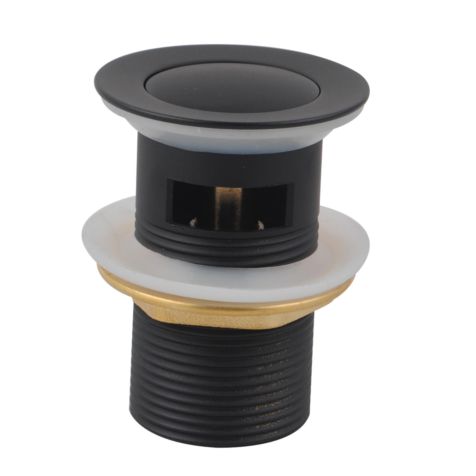 32/40mm Solid Brass Pop Up Waste Overflow Bathroom Basin Vanity Push Plug Drain Chrome/Matte Black/Brushed Gold