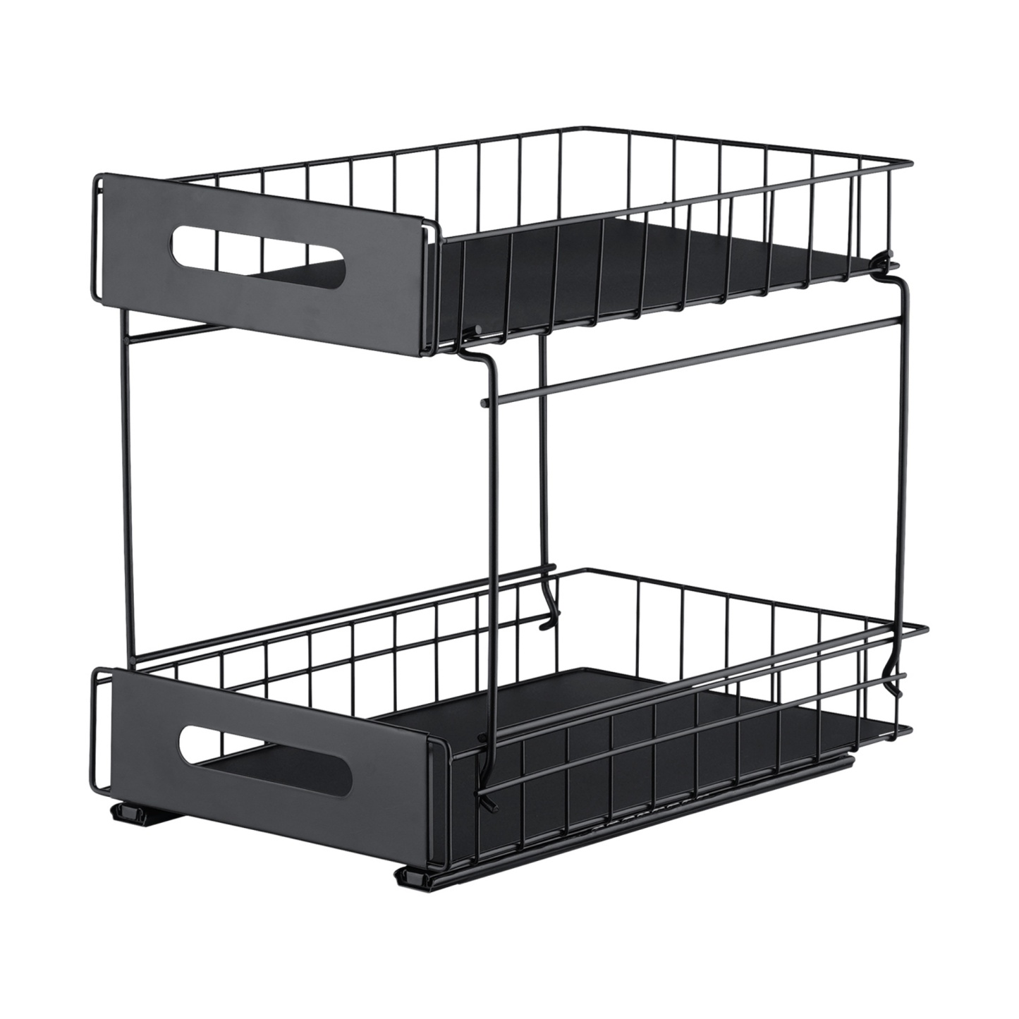 2 Tier Pull-Out Under Sink Organizer Rack Kitchen Bathroom Essentials Storage Pull-Out Cabinet Drawer Black