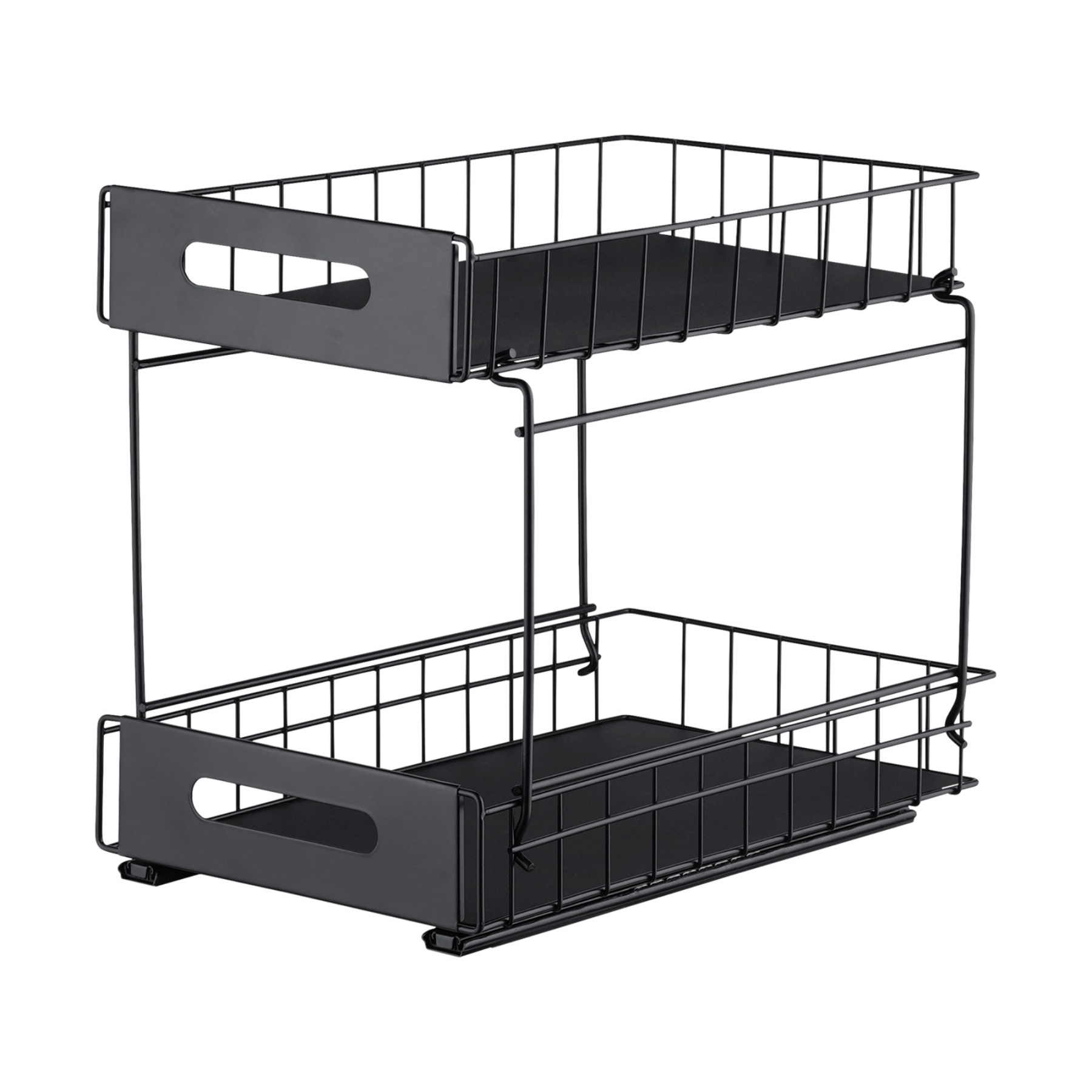 2 Tier Pull-Out Under Sink Organizer Rack Kitchen Bathroom Essentials Storage Pull-Out Cabinet Drawer Black