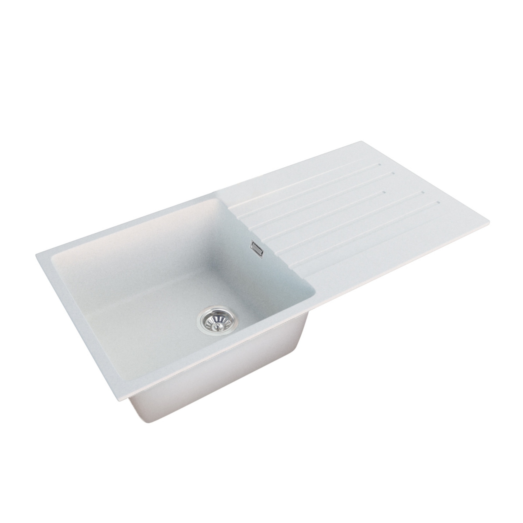 1000mm Granite Stone Single Bowl Kitchen Basin Sink Drainer Board Under/Top Mount Metallic Black/Metallic White