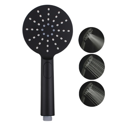 Bathroom Round 3 Function Hand-held Shower Head Bath Rainfall Spray Shower Rose Chrome/Black
