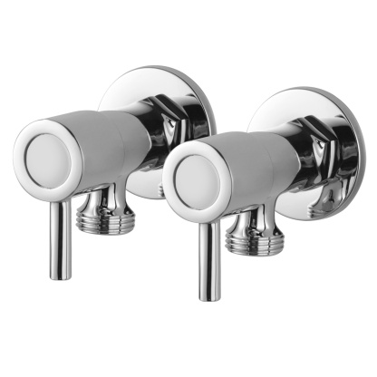 Bath Laundry Round Brass 1/4 Turn Washing Machine Taps 1 Pair Wall Mounted Stops Chrome/Matte Black