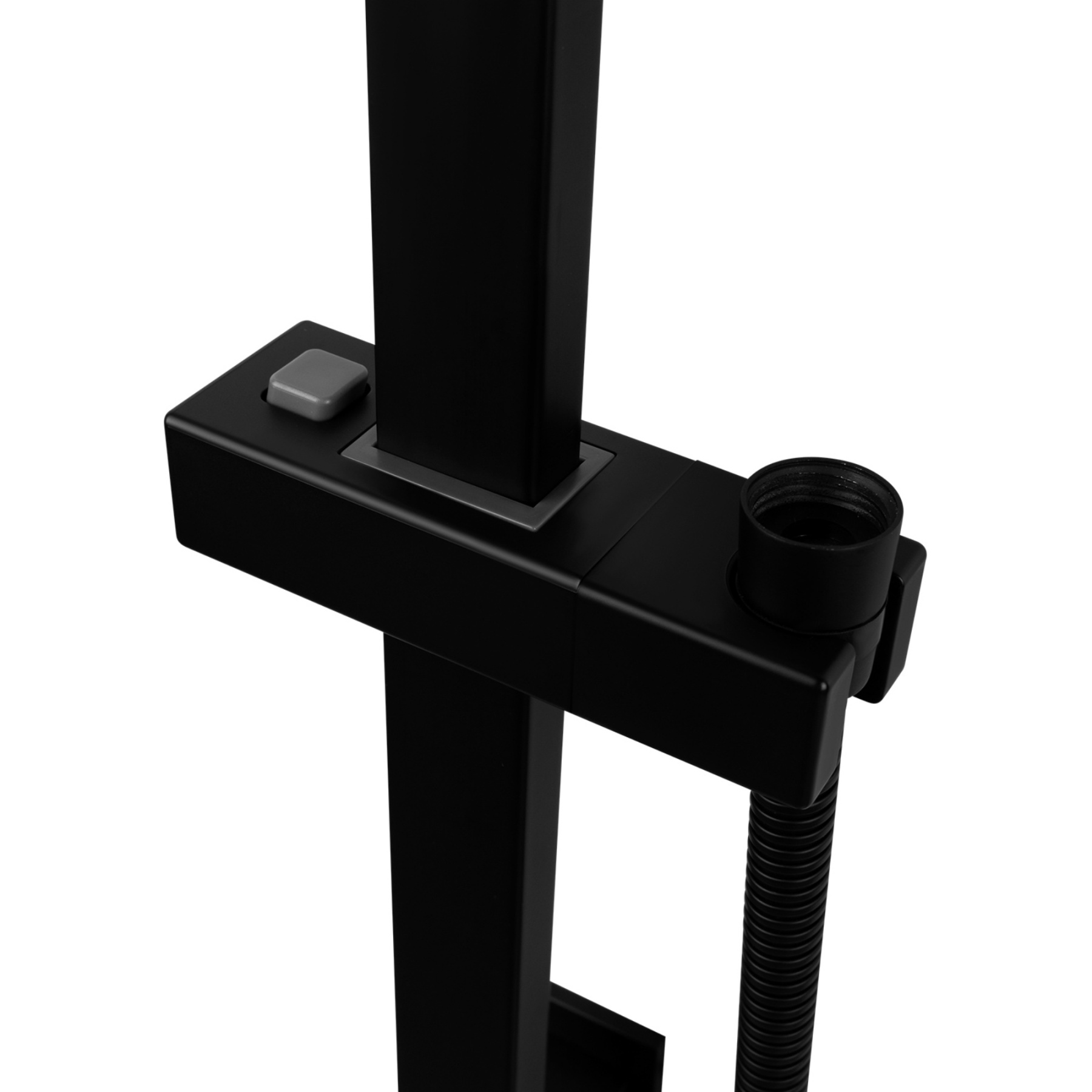 Bathroom Square Twin Rail Shower Body Sliding Rail Gooseneck Wall Arm Diverter 1.5m Shower Hose Chrome/Black
