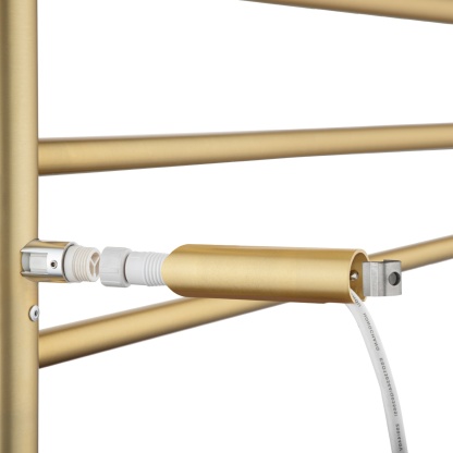 Round 8 Bars Aluminium Electric Heated Towel Rail Wall Mounted Towel Warmer Dryer Holder Rack Silver/Black/Brushed Yellow Gold