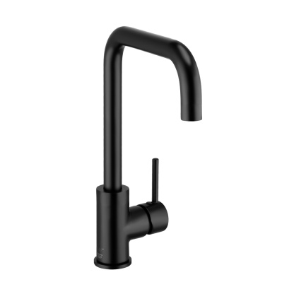 Round Brass Gooseneck Kitchen Sink Mixer Tap Laundry Basin Vanity Swivel Spout Faucet Chrome/Black