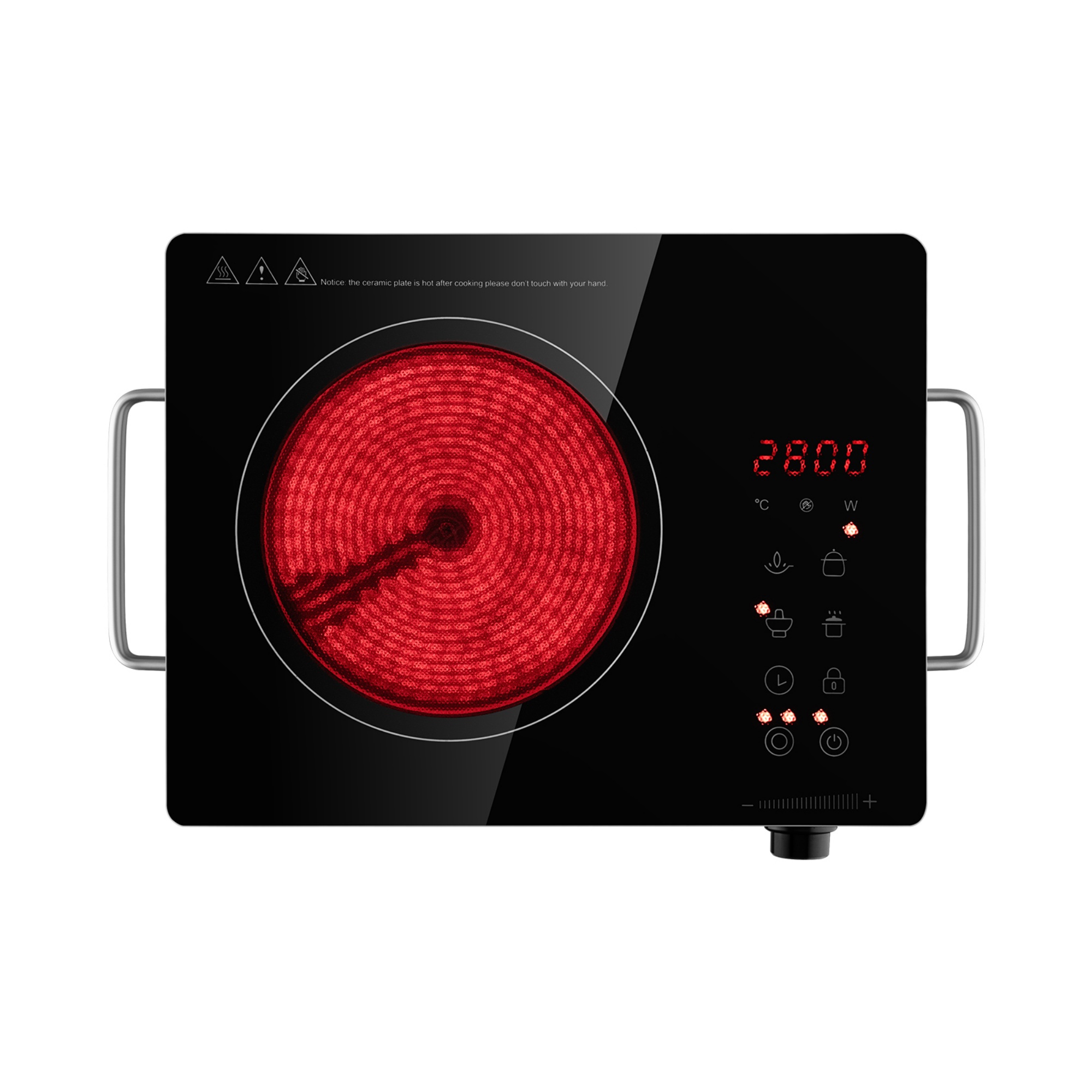 3 Function 2800W Black Portable Ceramic Electric Induction Cooktop Kitchen Hob Plate Stove Touch Knob Control 