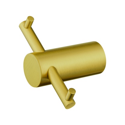 Bathroom Round Stainless Steel Robe Hook Wall Mounted Double Towel Clothes Hanger Holder Chrome/Matte Black/Brushed Yellow Gold