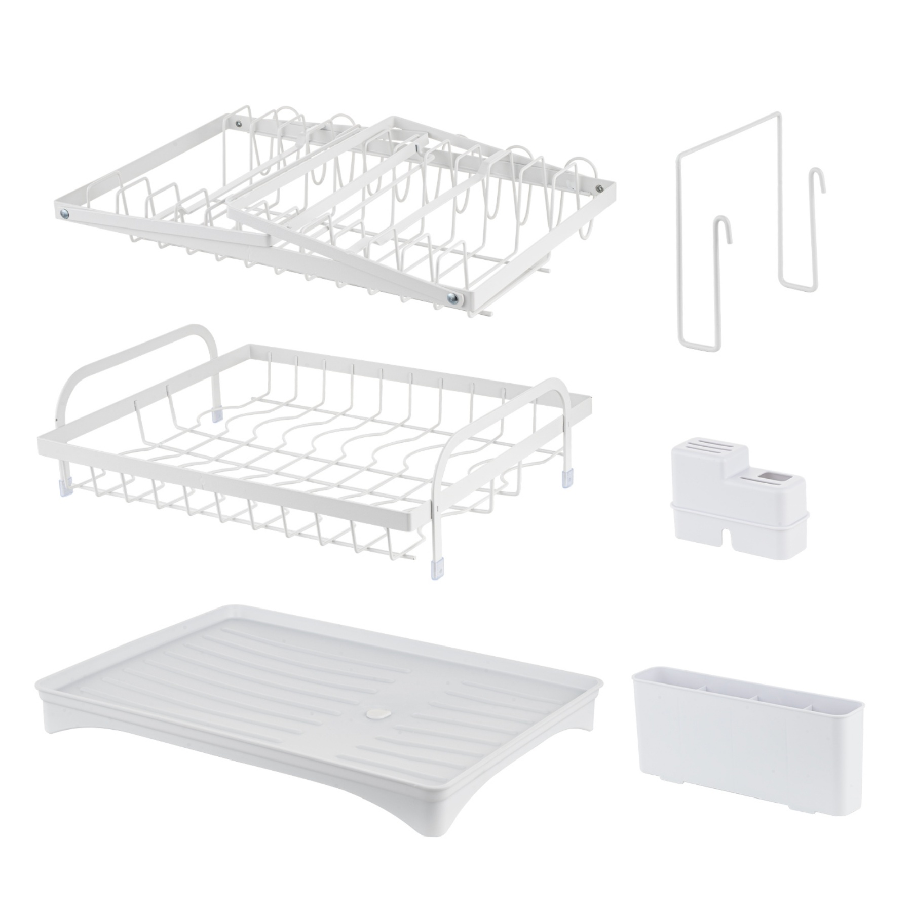 Kitchen Sink Drain Storage Rack Dish Bowl Cup Cutlery Drying Holder Black / White