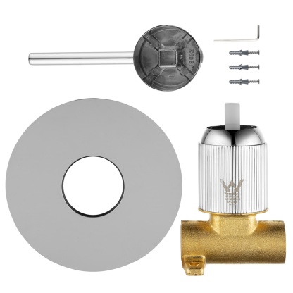 Bath Shower Knurled Round Brass Wall Mixer Tap Bathtub Bathroom Sink Basin Vanity Wall Spout Valve Chrome/Black