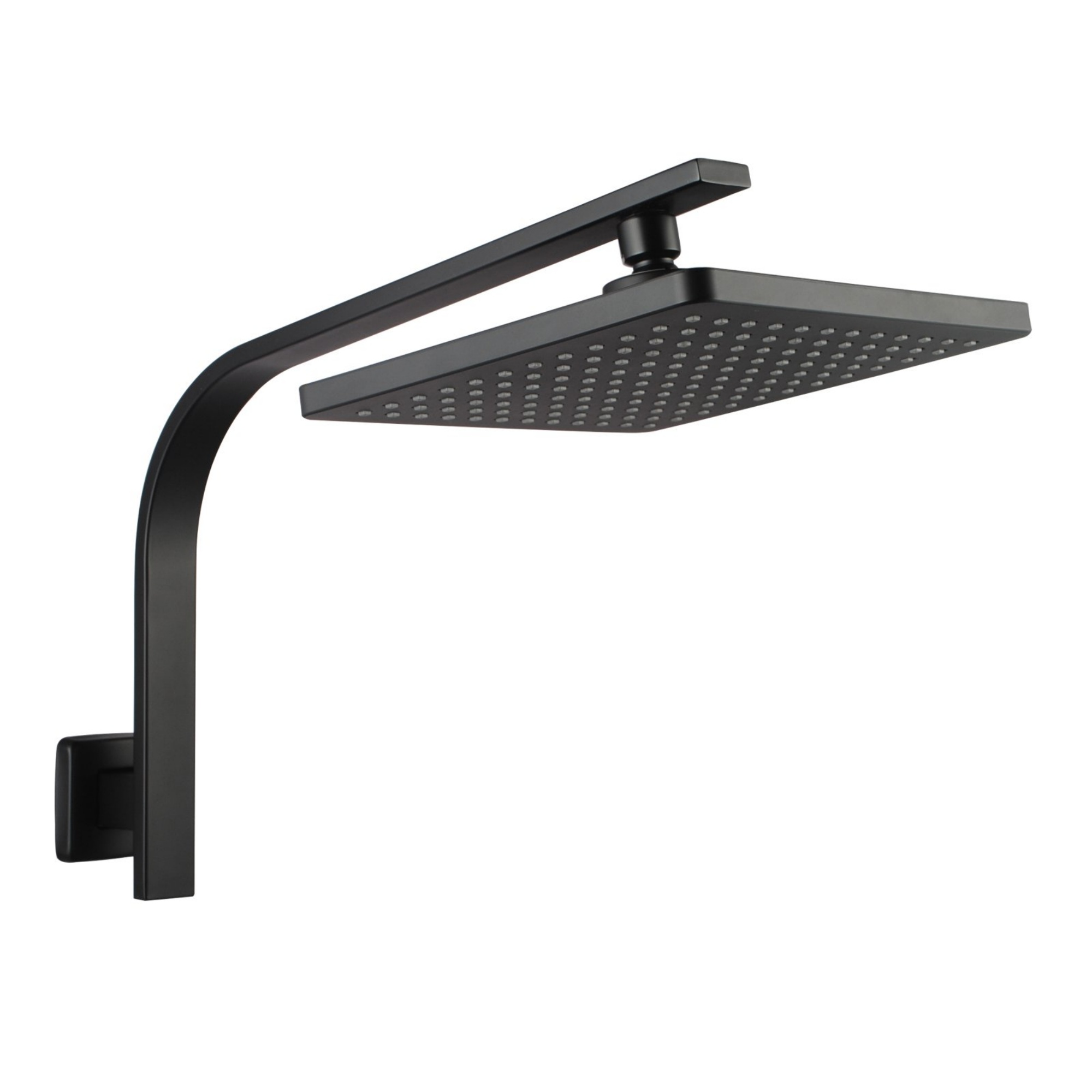 204mm Square  Bath Swivel Rain Shower Head Set Bathroom High Pressure Wall Shower Head Gooseneck Shower Arm Chrome/Black