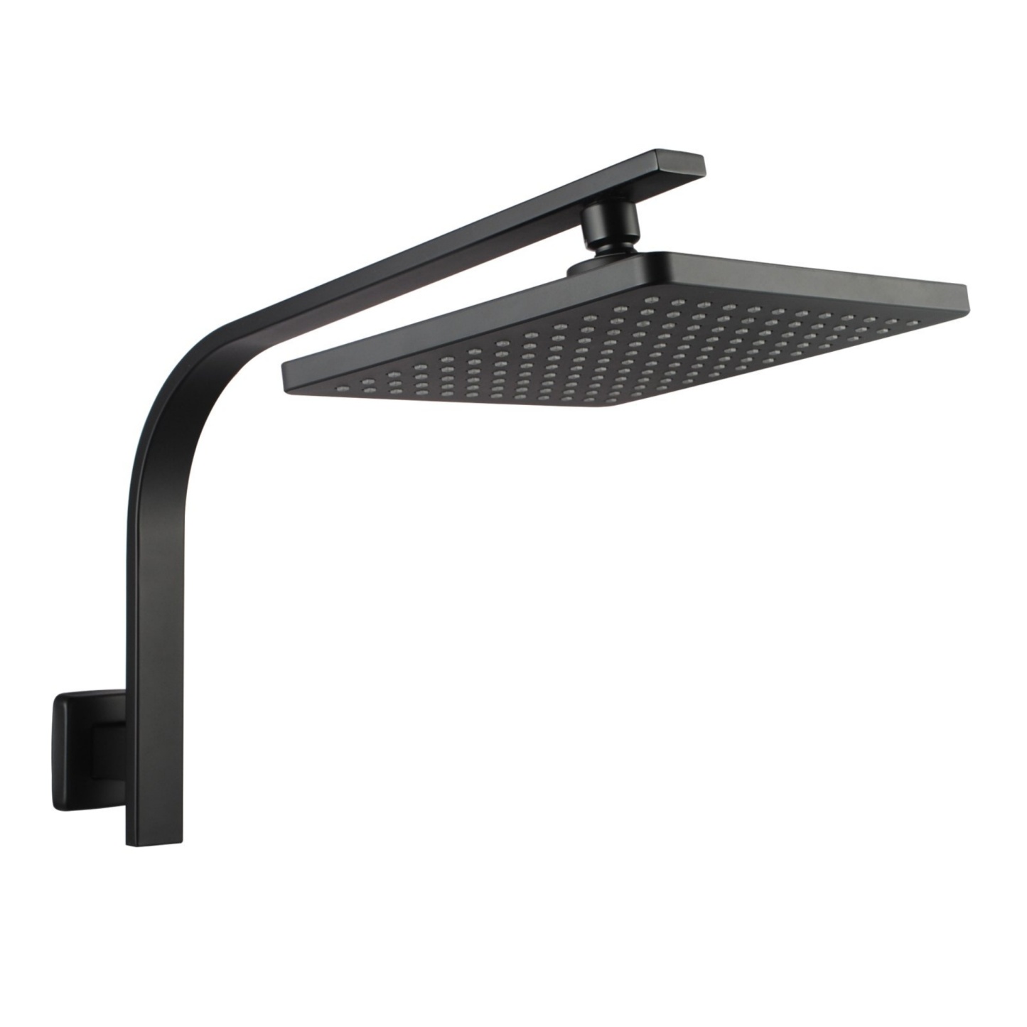 204mm Square  Bath Swivel Rain Shower Head Set Bathroom High Pressure Wall Shower Head Gooseneck Shower Arm Chrome/Black