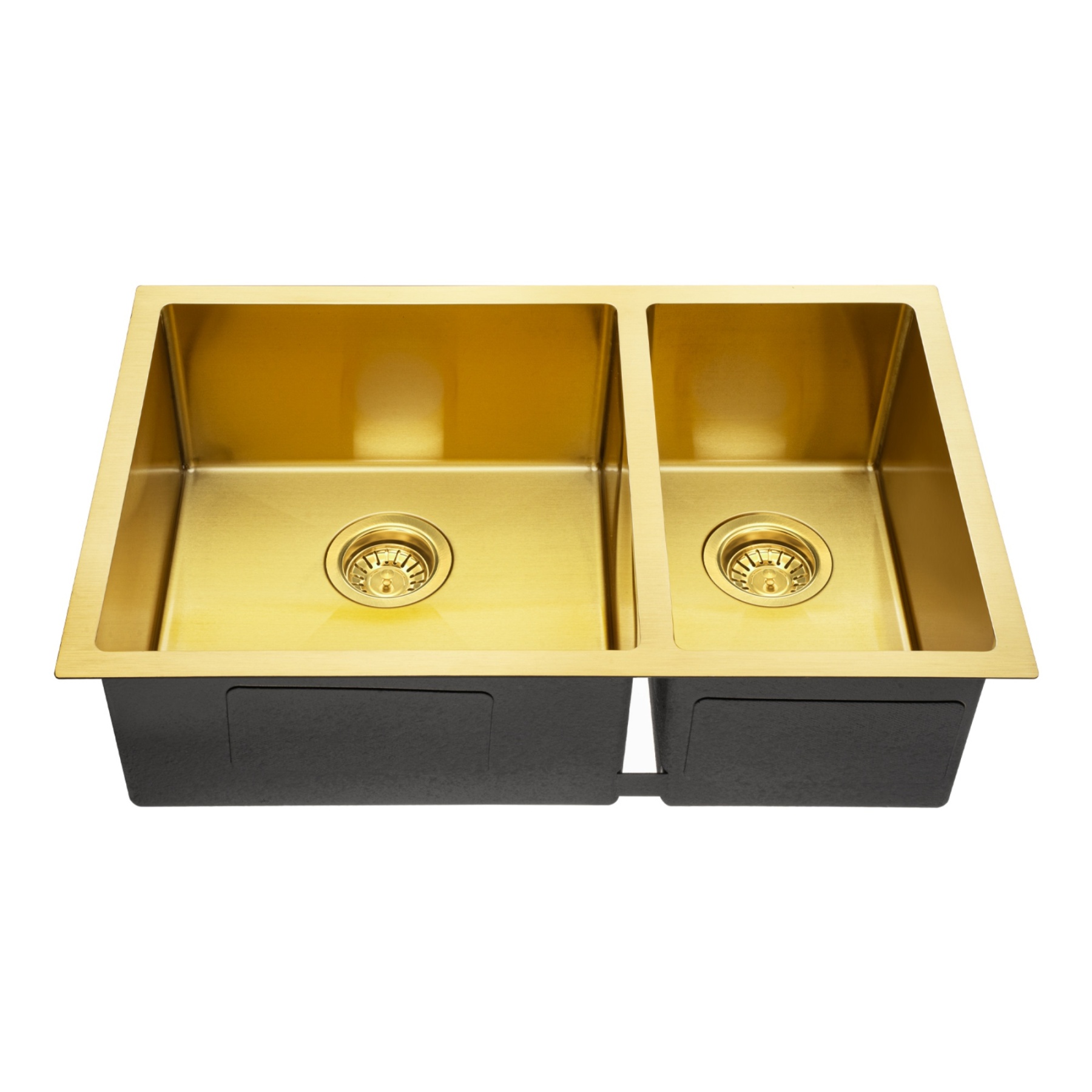 710x450mm Double Bowl Stainless Steel Kitchen Laundry Sink Basin Brushed Yellow Gold/Dark Grey/Silver