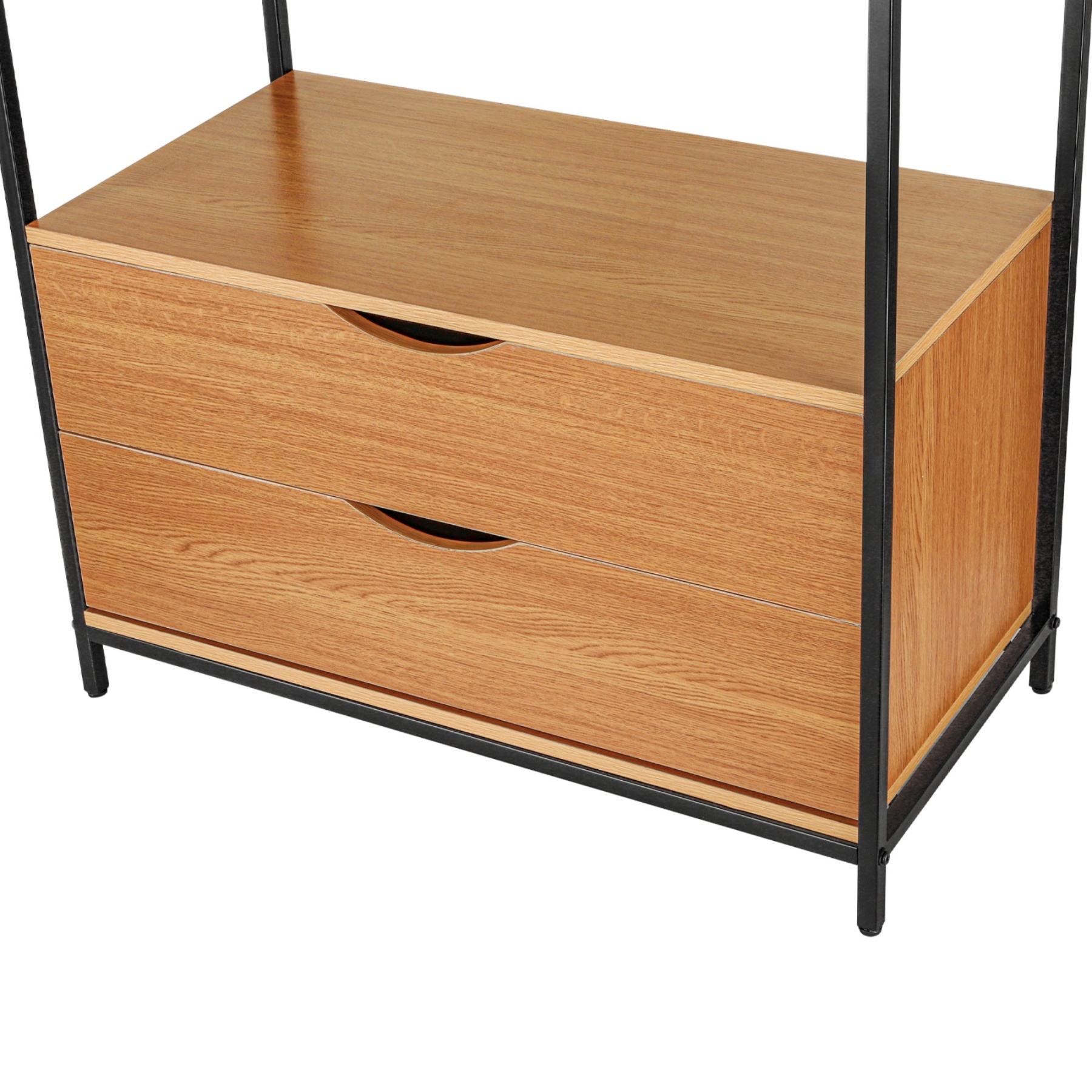 2 Drawer Cabinet Open Wardrobe Clothes Storage Organizer Coat Garment Hanger Rail Rack