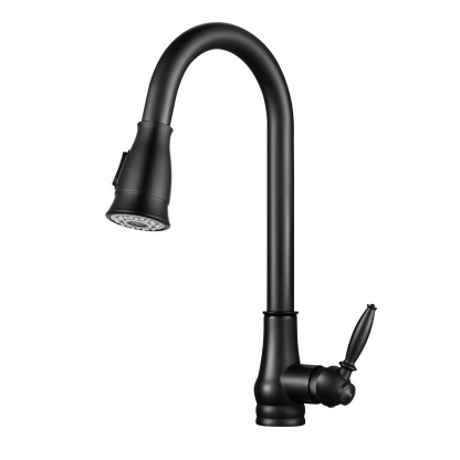 Round Pull-Out Kitchen Laundry Sink Mixer Tap 2 Function Spray 360° Swivel Faucet Chrome/Black