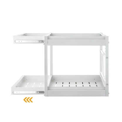 Kitchen Under Sink Cabinet Adjustable Width/Height Organizer Drawer Rack Pull Out Storage Holder Basket Shelf White