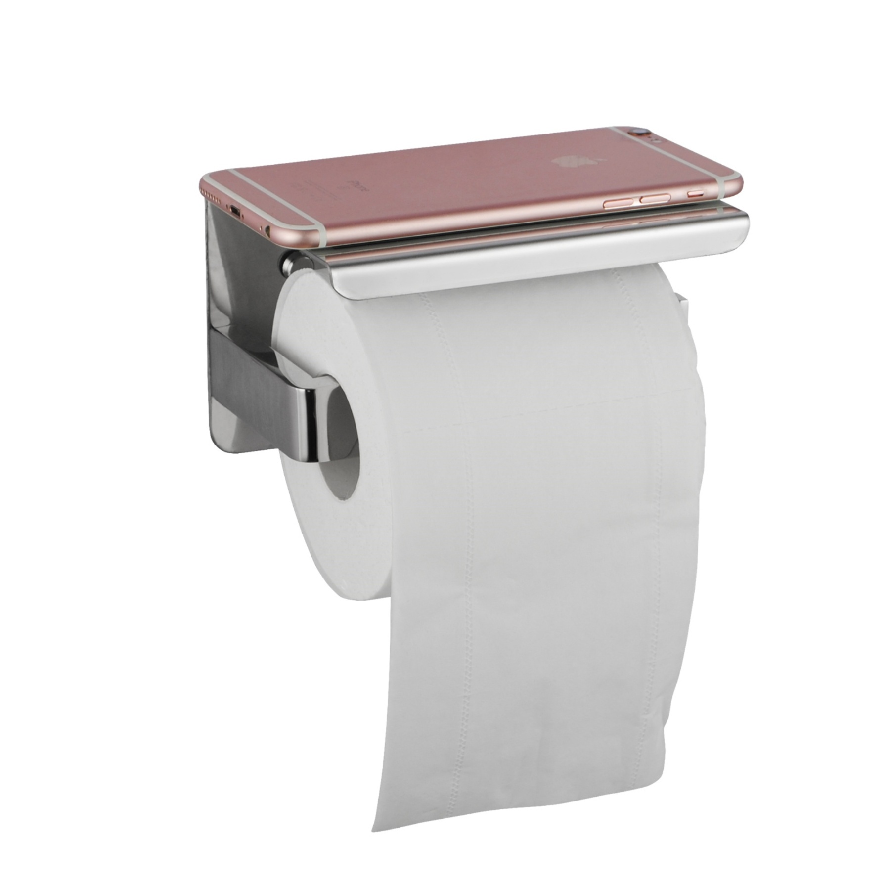 Stainless Steel Toilet Paper Roll Holder Bathroom Wall Mounted Toilet Tissue Storage Hook With Cover Chrome/Black