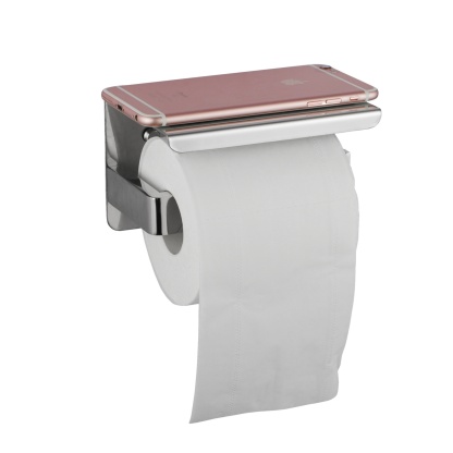 Stainless Steel Toilet Paper Roll Holder Bathroom Wall Mounted Toilet Tissue Storage Hook With Cover Chrome/Black