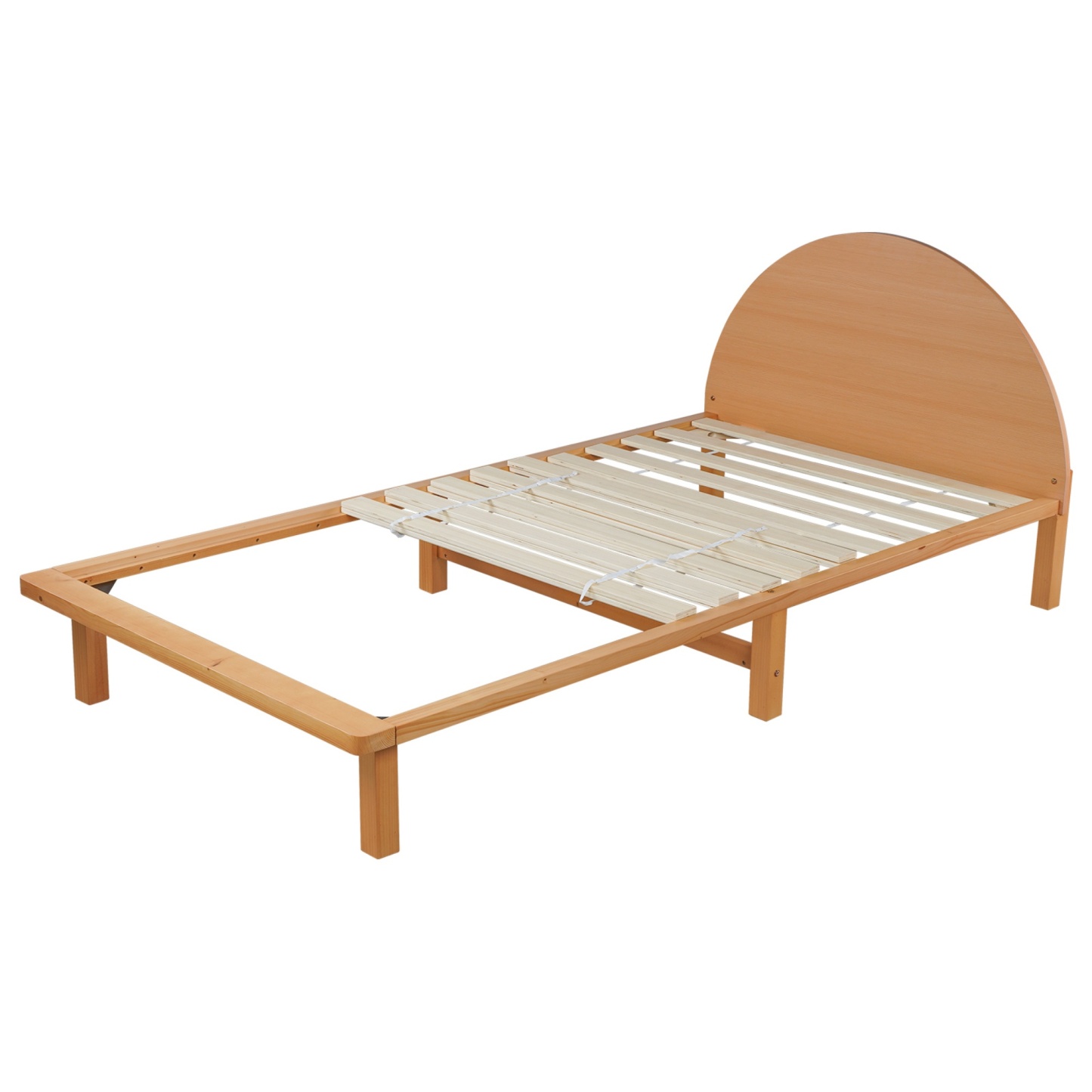 Bedroom Pine Wood Bed Frame Wooden Base Platform Round Bedhead Oak King Single/Single