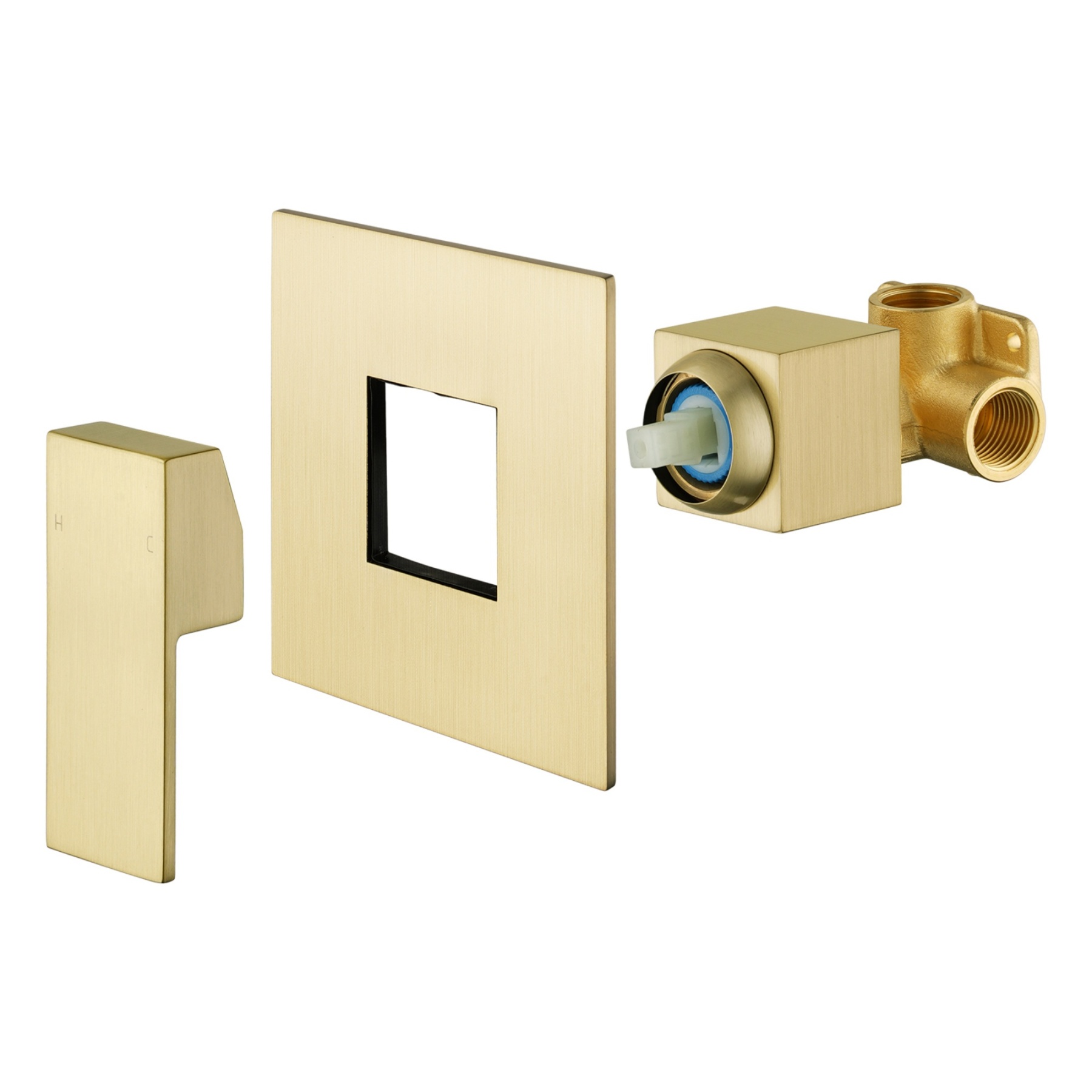 Square Brass Built-in Bath Shower Mixer Tap Bathroom Basin Sink Flick Mixer Tap Chrome / Matte Black / Brushed Yellow Gold / Gunmetal Grey