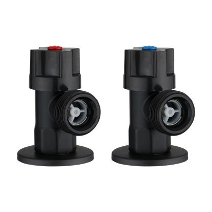 Round Brass Pair Laundry Washing Machine Taps 1/4 Turn Wall Twin Taps Hot and Cold Water Taps Chrome / Black
