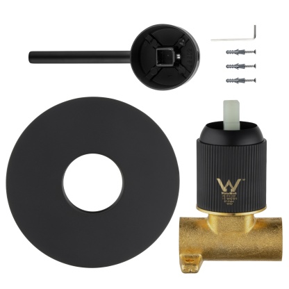 Bath Shower Knurled Round Brass Wall Mixer Tap Bathtub Bathroom Sink Basin Vanity Wall Spout Valve Chrome/Black