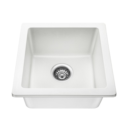 Granite Stone Single Bowl Kitchen Sink Oil-Proof Top/Under Mount Laundry Bar Basin Black/White