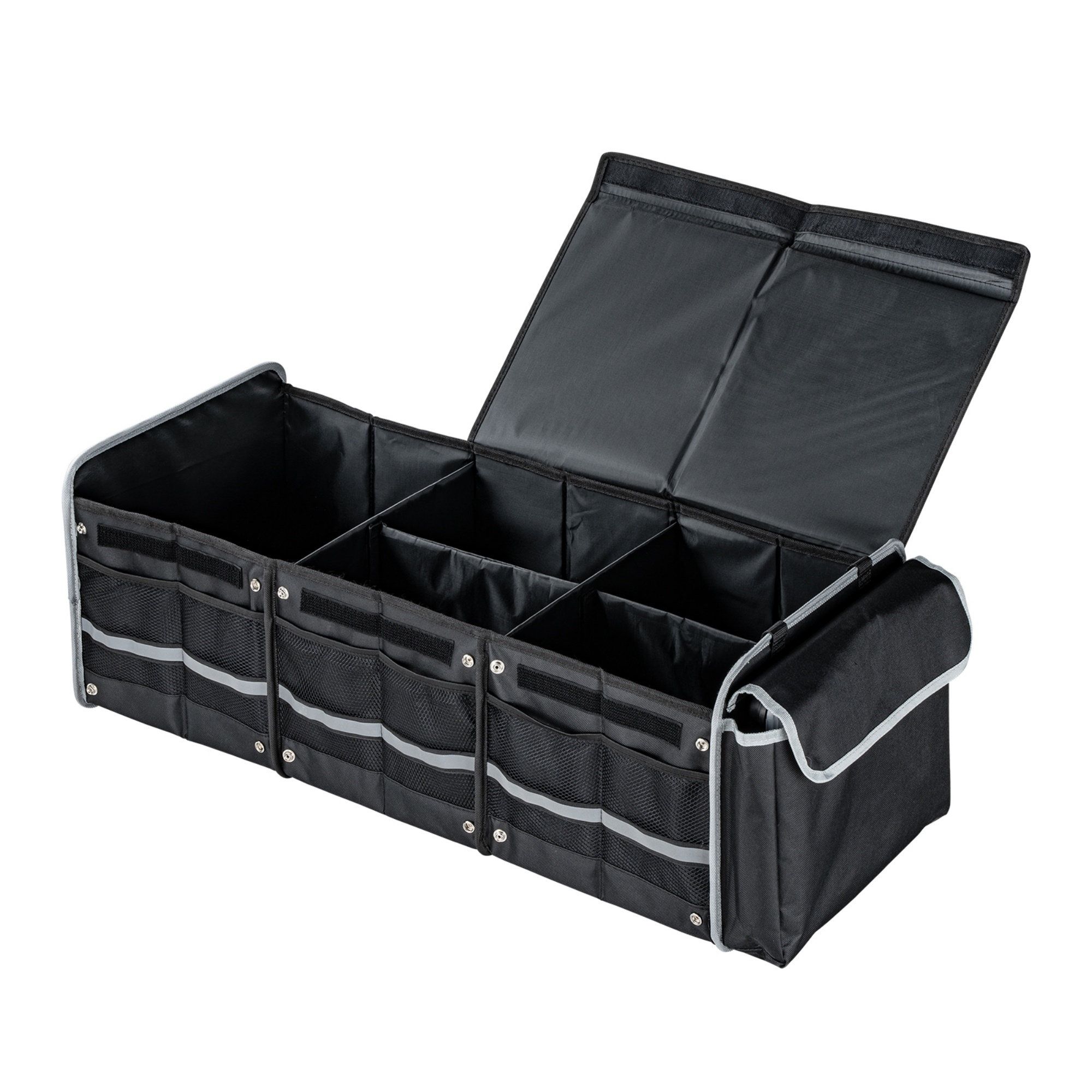 Multipurpose Collapsible Trunk Cargo Storage Box Waterproof 3 Compartments Car Organizer Black
